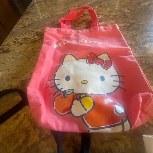 Hello Kitty Canvas Tote Bags - White & Pink - Picture 2 of 7